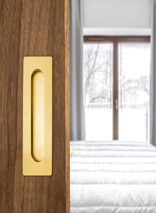 Malimali 7 Inch Large Recessed Finger Flush Pulls for Barn Door Pocket Door, Heavy Duty Sliding Closet Door Handle, Brushed Gold Stainless Steel Rectangular Door Pulls Hardware(2 Pack) - Image 5